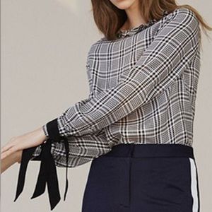 BUP Marvela bateau glen plaid ribbon blouse Med/EU38